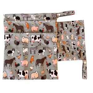 Feifeiyu Wet Bags Set of 2 Farm Animal Print Kids Reusable Diaper‎